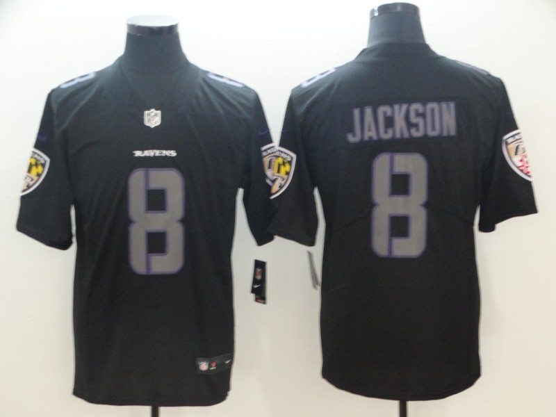 Men's Baltimore Ravens Lamar Jackson #8 Black Authentic Jersey